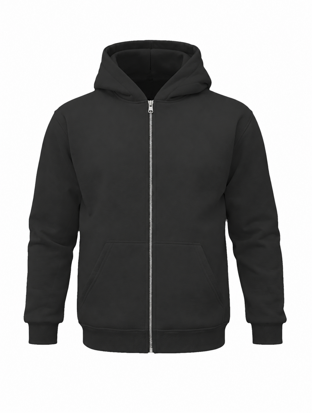 REGULAR ZIP HOODIE - COAL BLACK