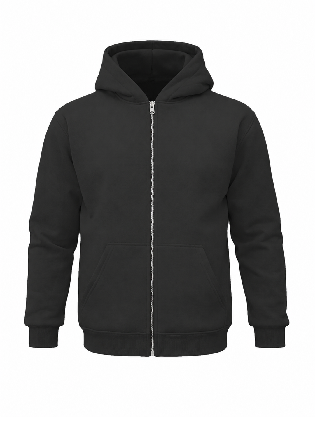 REGULAR ZIP HOODIE - COAL BLACK
